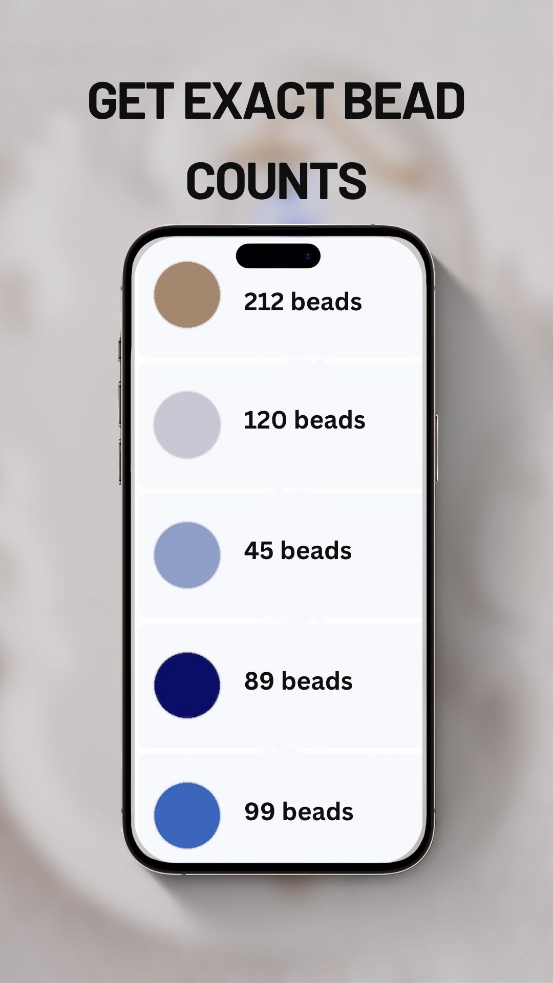 Step 2 – see exact bead counts as a shopping list